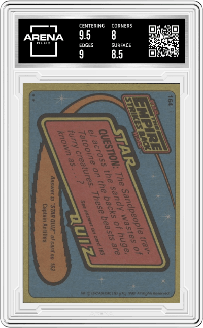 The Awesome One from the 1980 Topps Star Wars set graded by Arena Club and given an overall grade of 8.5.