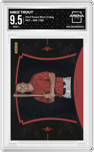Mike Trout from the 2012 Panini Black Friday set graded by Arena Club and given an overall grade of 9.5.