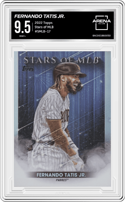 Fernando Tatis Jr. from the 2022 Topps   set graded by Arena Club and given an overall grade of 9.5.