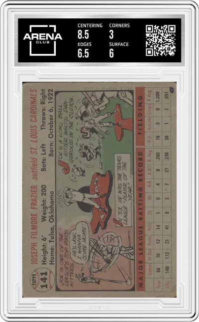 Joe Frazier from the 1956 Topps set graded by Arena Club and given an overall grade of 3.5.