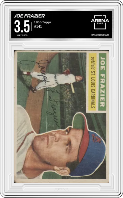Joe Frazier from the 1956 Topps set graded by Arena Club and given an overall grade of 3.5.
