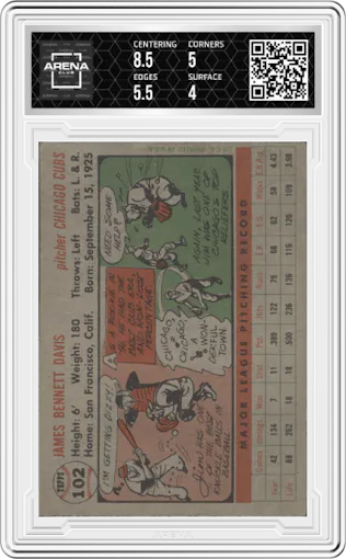 Jim Davis from the 1956 Topps set graded by Arena Club and given an overall grade of 4.5.