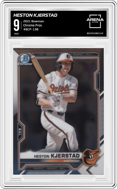 Heston Kjerstad from the 2021 Bowman set graded by Arena Club and given an overall grade of 9.