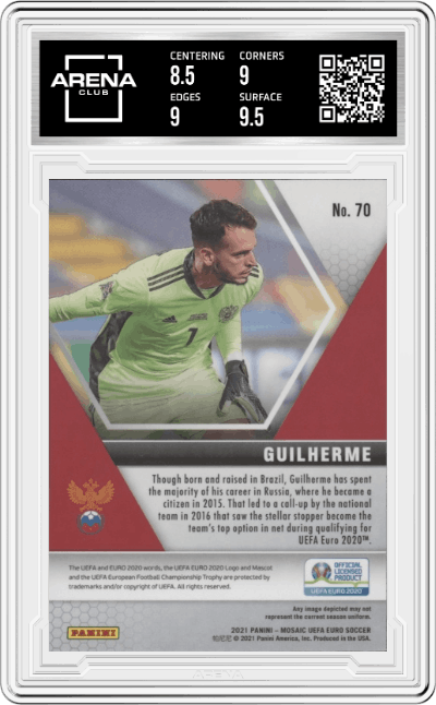 Guilherme from the 2020-21 Mosaic UEFA Euro 2020
 set graded by Arena Club and given an overall grade of 9.