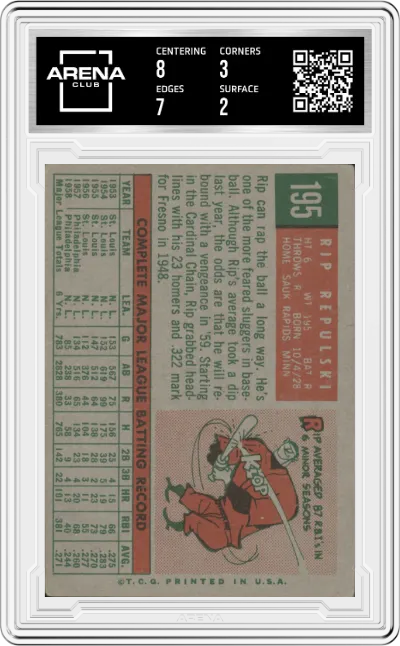 Rip Repulski from the 1959 Topps set graded by Arena Club and given an overall grade of 2.5.