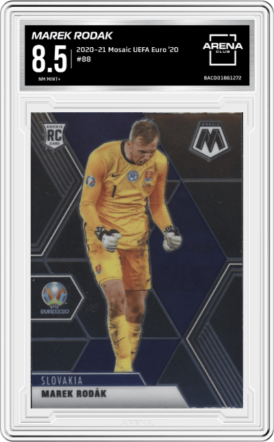 Marek Rodak from the 2020-21 Mosaic UEFA Euro 2020
 set graded by Arena Club and given an overall grade of 8.5.