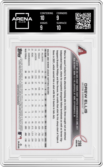 Drew Ellis from the 2022 Topps   set graded by Arena Club and given an overall grade of 9.5.