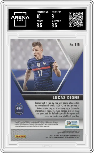 Lucas Digne from the 2020-21 Mosaic UEFA Euro 2020
 set graded by Arena Club and given an overall grade of 9.