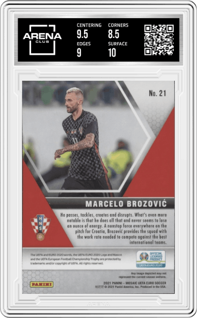 Marcelo Brozovic from the 2020-21 Mosaic UEFA Euro 2020
 set graded by Arena Club and given an overall grade of 9.