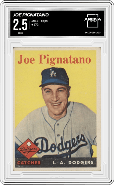 Joe Pignatano from the 1958 Topps set graded by Arena Club and given an overall grade of 2.5.
