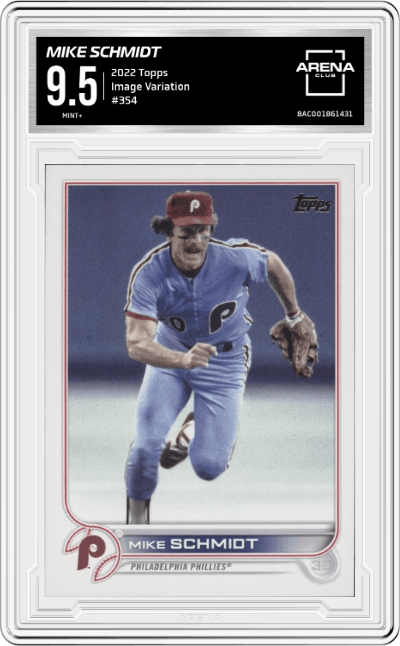 Mike Schmidt from the 2022 Topps set graded by Arena Club and given an overall grade of 9.5.