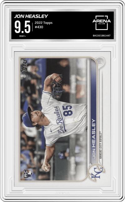 Jon Heasley from the 2022 Topps set graded by Arena Club and given an overall grade of 9.5.