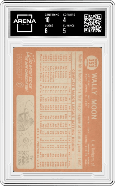 Wally Moon from the 1964 Topps set graded by Arena Club and given an overall grade of 4.5.