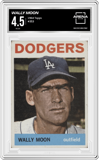 Wally Moon from the 1964 Topps set graded by Arena Club and given an overall grade of 4.5.