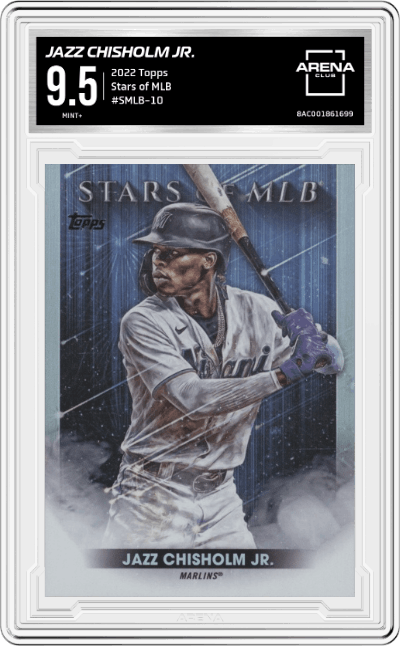 Jazz Chisholm Jr. from the 2022 Topps   set graded by Arena Club and given an overall grade of 9.5.