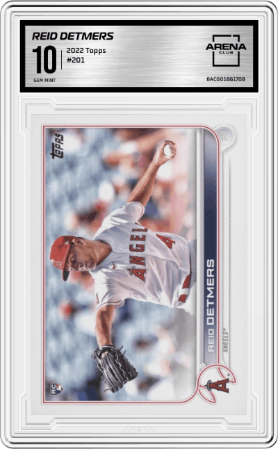 Reid Detmers from the 2022 Topps   set graded by Arena Club and given an overall grade of 10.