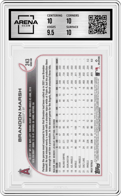 Brandon Marsh from the 2022 Topps   set graded by Arena Club and given an overall grade of 10.