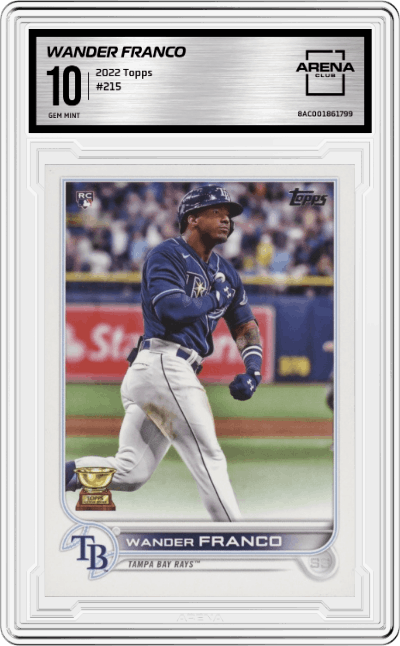 Wander Franco from the 2022 Topps   set graded by Arena Club and given an overall grade of 10.