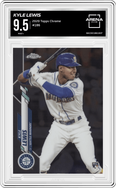 Kyle Lewis from the 2020 Topps Chrome set graded by Arena Club and given an overall grade of 9.5.