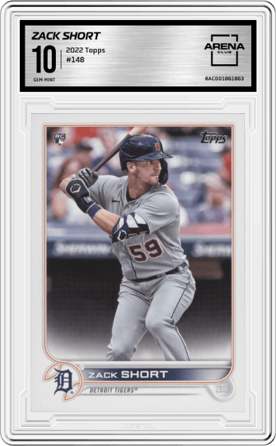 Zack Short from the 2022 Topps   set graded by Arena Club and given an overall grade of 10.