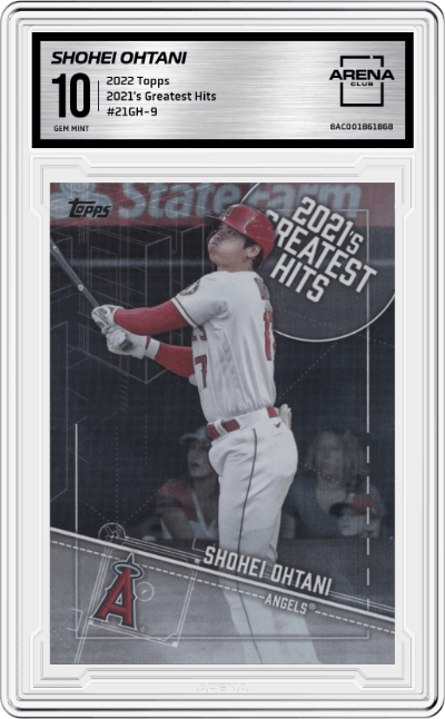 Shohei Ohtani from the 2022 Topps   set graded by Arena Club and given an overall grade of 10.