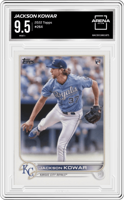 Jackson Kowar from the 2022 Topps   set graded by Arena Club and given an overall grade of 9.5.