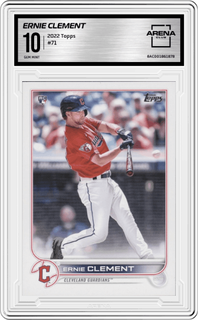 Ernie Clement from the 2022 Topps   set graded by Arena Club and given an overall grade of 10.