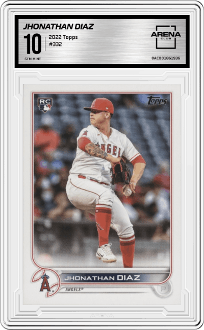 Jhonathan Diaz from the 2022 Topps set graded by Arena Club and given an overall grade of 10.
