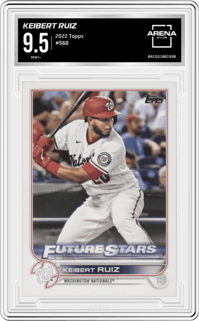 Keibert Ruiz from the 2022 Topps set graded by Arena Club and given an overall grade of 9.5.