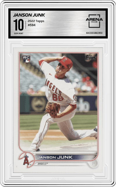 Janson Junk from the 2022 Topps set graded by Arena Club and given an overall grade of 10.
