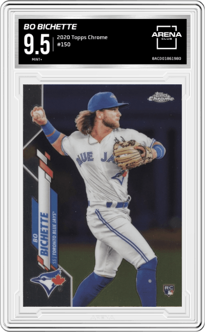 Bo Bichette from the 2020 Topps Chrome set graded by Arena Club and given an overall grade of 9.5.