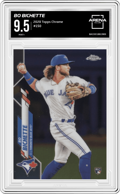 Bo Bichette from the 2020 Topps Chrome set graded by Arena Club and given an overall grade of 9.5.