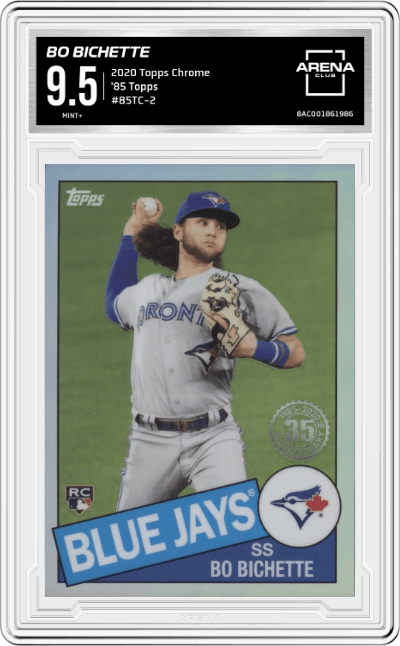 Bo Bichette from the 2020 Topps Chrome set graded by Arena Club and given an overall grade of 9.5.