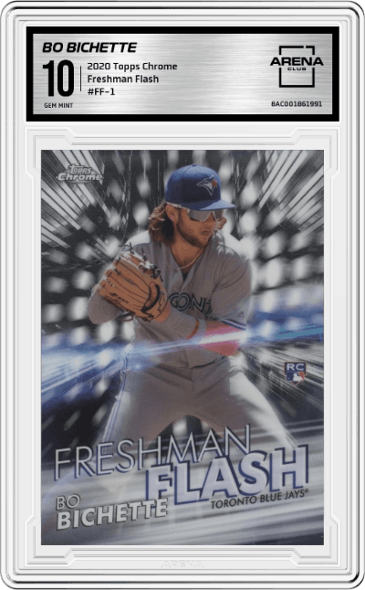 Bo Bichette from the 2020 Topps Chrome set graded by Arena Club and given an overall grade of 10.