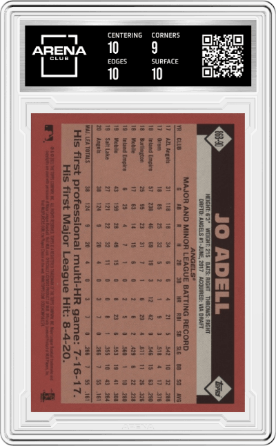 Jo Adell from the 2021 Topps  set graded by Arena Club and given an overall grade of 9.5.