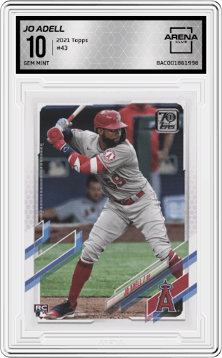 Jo Adell from the 2021 Topps  set graded by Arena Club and given an overall grade of 10.