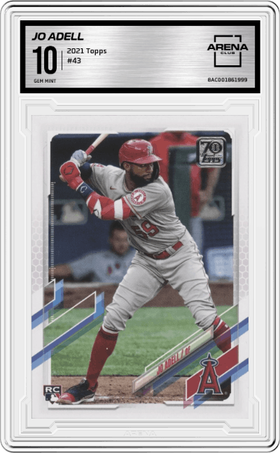 Jo Adell from the 2021 Topps  set graded by Arena Club and given an overall grade of 10.