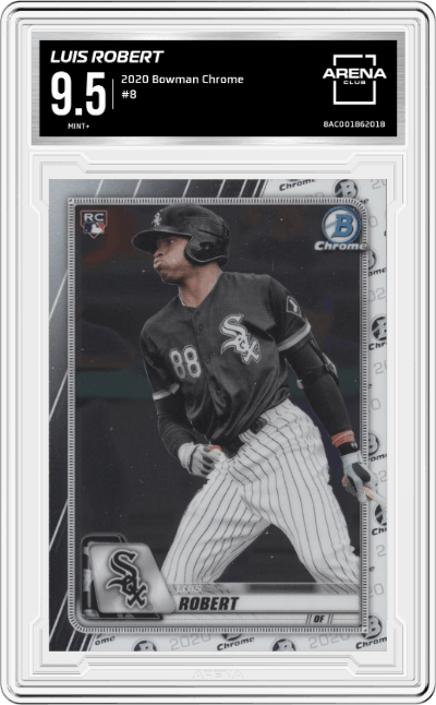 Luis Robert from the 2020 Bowman Chrome set graded by Arena Club and given an overall grade of 9.5.