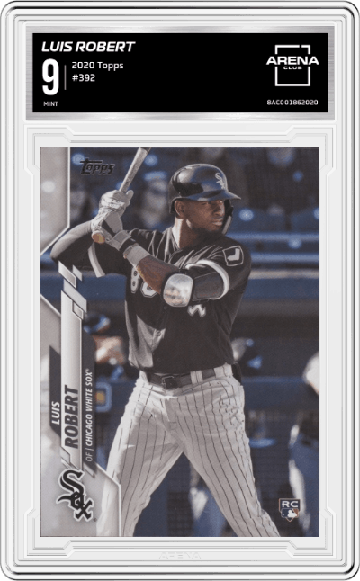 Luis Robert from the 2020 Topps set graded by Arena Club and given an overall grade of 9.