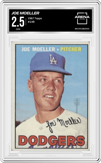 Joe Moeller from the 1967 Topps set graded by Arena Club and given an overall grade of 2.5.