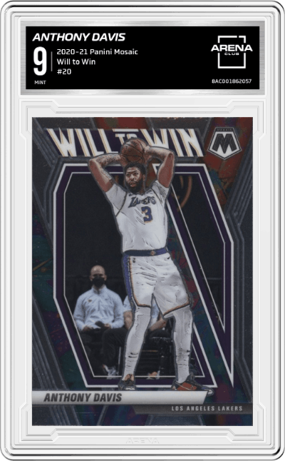 Anthony Davis from the 2020-21 Panini Mosaic set graded by Arena Club and given an overall grade of 9.