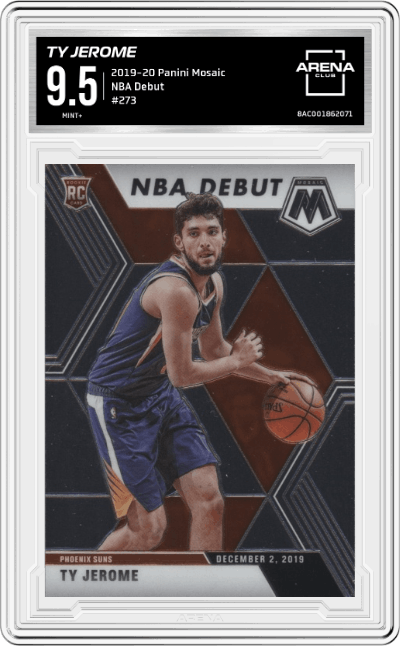 Ty Jerome from the 2019-20 Panini Mosaic  set graded by Arena Club and given an overall grade of 9.5.