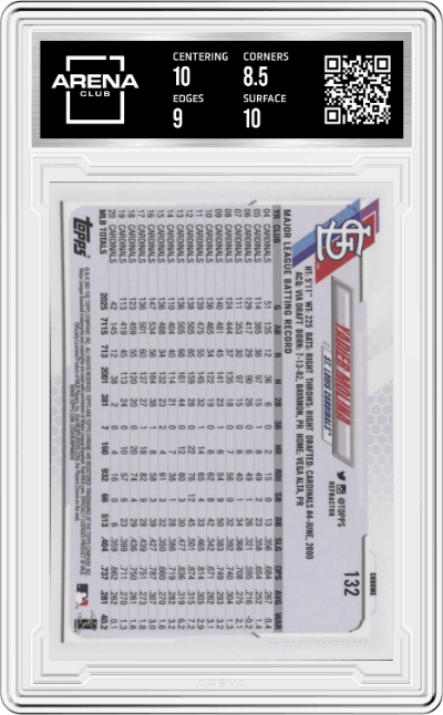Yadier Molina from the 2021 Topps Chrome set featuring a Sepia Refractor parallel graded by Arena Club and given an overall grade of 9.