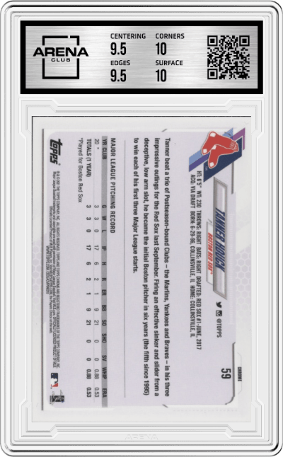 Tanner Houck from the 2021 Topps Chrome set graded by Arena Club and given an overall grade of 10.