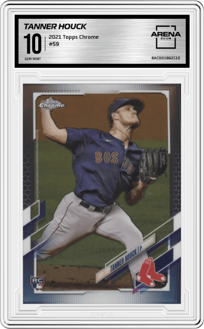 Tanner Houck from the 2021 Topps Chrome set graded by Arena Club and given an overall grade of 10.