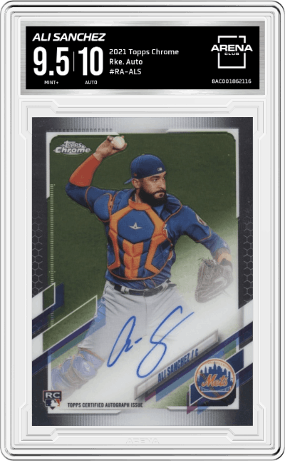 Ali Sanchez from the 2021 Topps Chrome set graded by Arena Club and given an overall grade of 9.5.