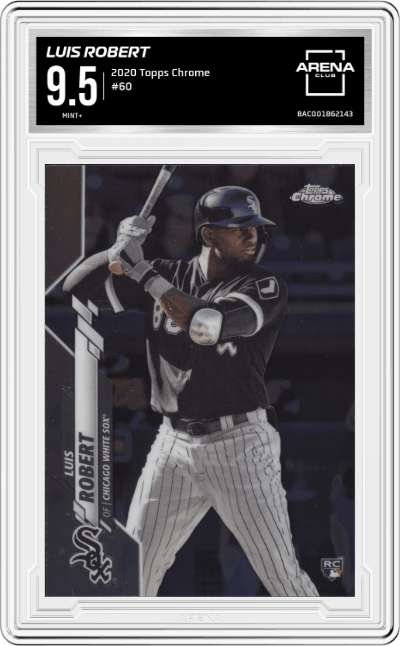 Luis Robert from the 2020 Topps Chrome set graded by Arena Club and given an overall grade of 9.5.