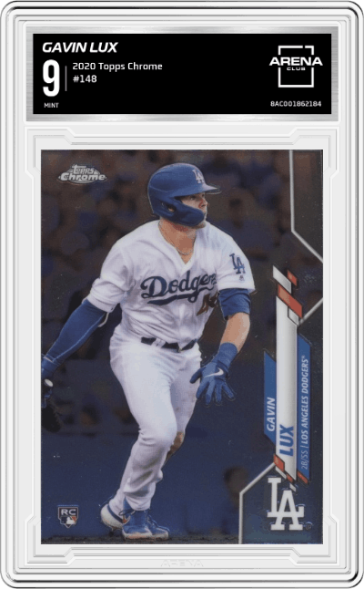 Gavin Lux from the 2020 Topps Chrome set graded by Arena Club and given an overall grade of 9.