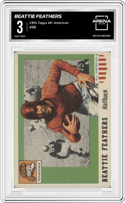 Beattie Feathers from the 1955 Topps All-American set graded by Arena Club and given an overall grade of 3.
