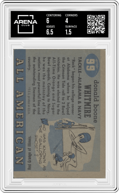 Don Whitmire from the 1955 Topps All-American set graded by Arena Club and given an overall grade of 2.